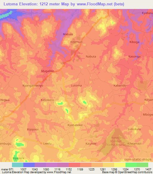 Lutoma,Uganda Elevation Map
