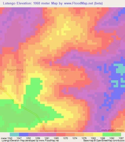 Lutengo,Uganda Elevation Map