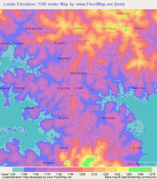 Lutale,Uganda Elevation Map