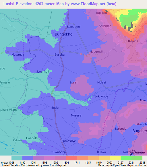 Lusisi,Uganda Elevation Map