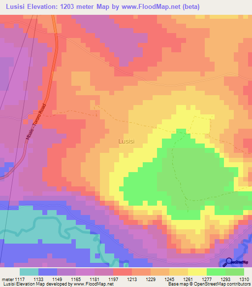 Lusisi,Uganda Elevation Map