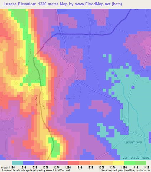 Lusese,Uganda Elevation Map