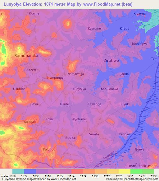 Lunyolya,Uganda Elevation Map