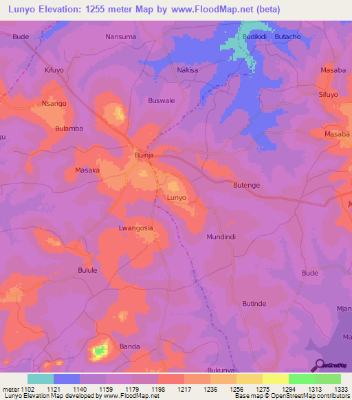 Lunyo,Uganda Elevation Map