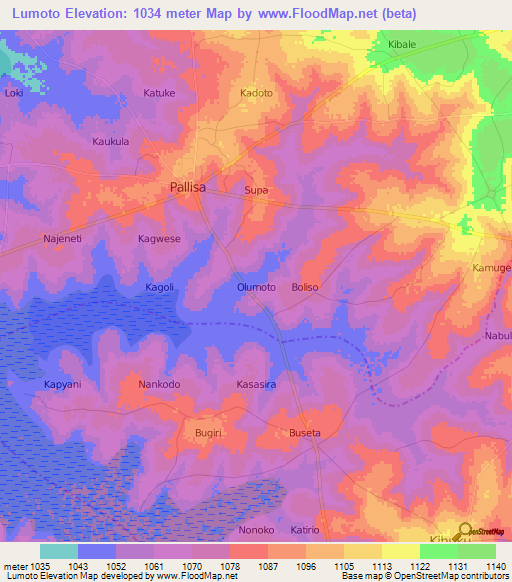 Lumoto,Uganda Elevation Map
