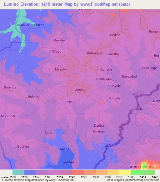 Lumino,Uganda Elevation Map