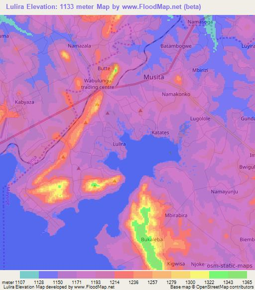 Lulira,Uganda Elevation Map