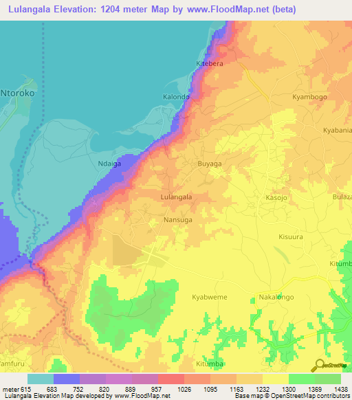 Lulangala,Uganda Elevation Map