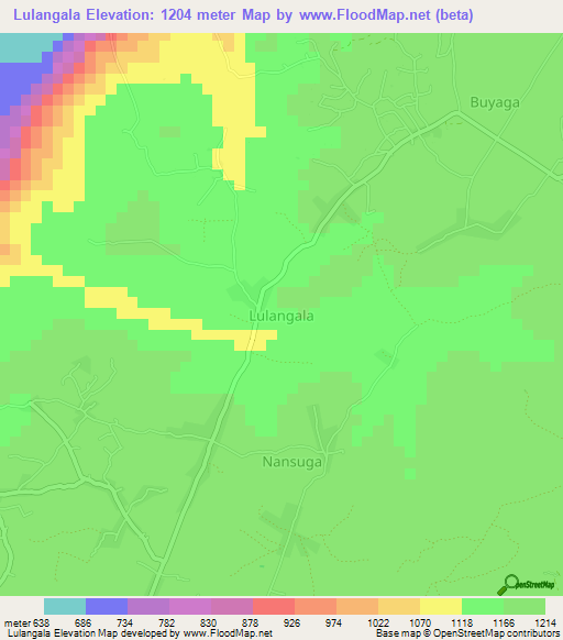 Lulangala,Uganda Elevation Map