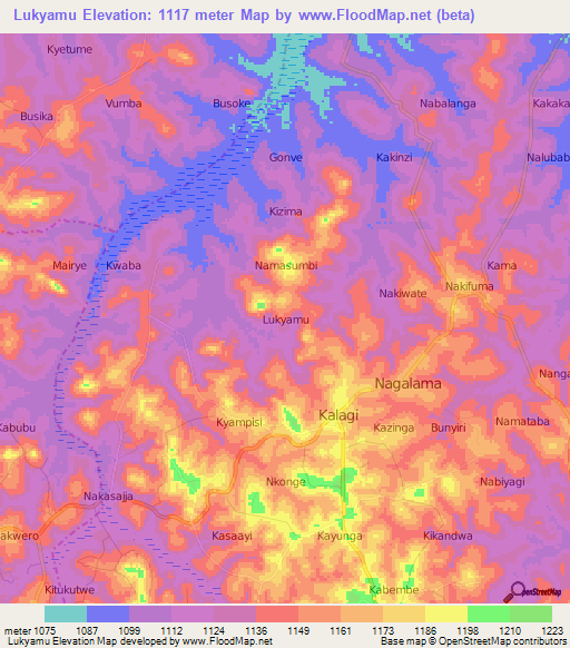 Lukyamu,Uganda Elevation Map