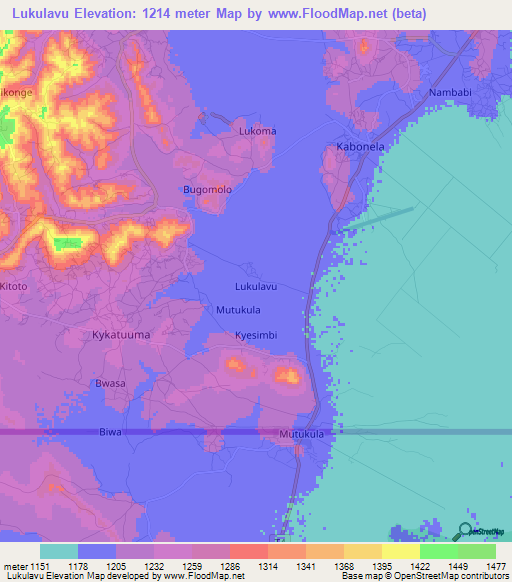 Lukulavu,Uganda Elevation Map