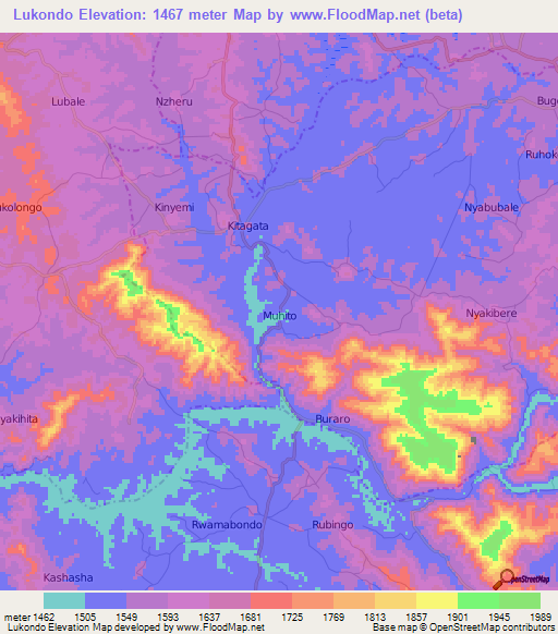 Lukondo,Uganda Elevation Map