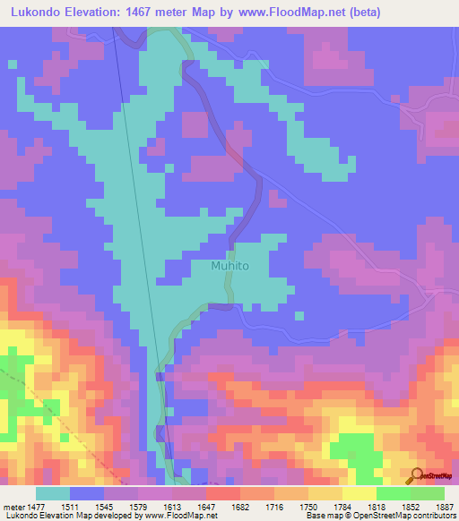 Lukondo,Uganda Elevation Map