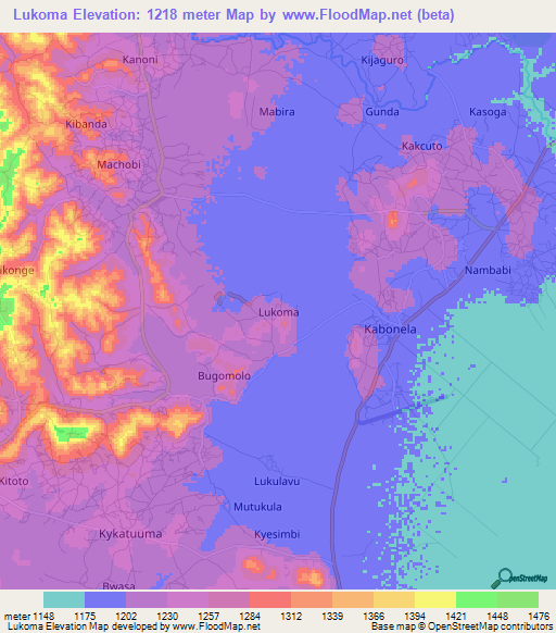 Lukoma,Uganda Elevation Map