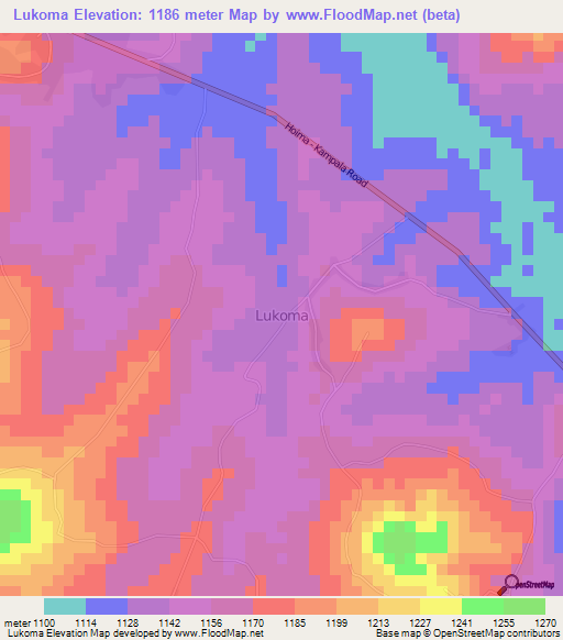 Lukoma,Uganda Elevation Map