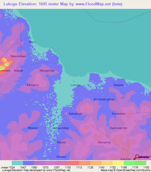Lukoge,Uganda Elevation Map