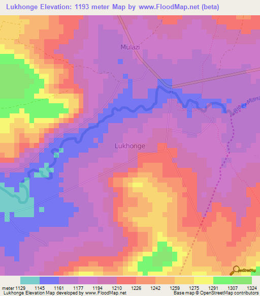 Lukhonge,Uganda Elevation Map