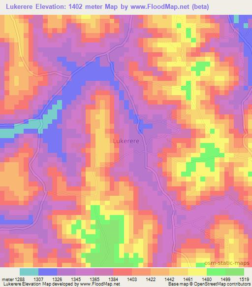 Lukerere,Uganda Elevation Map