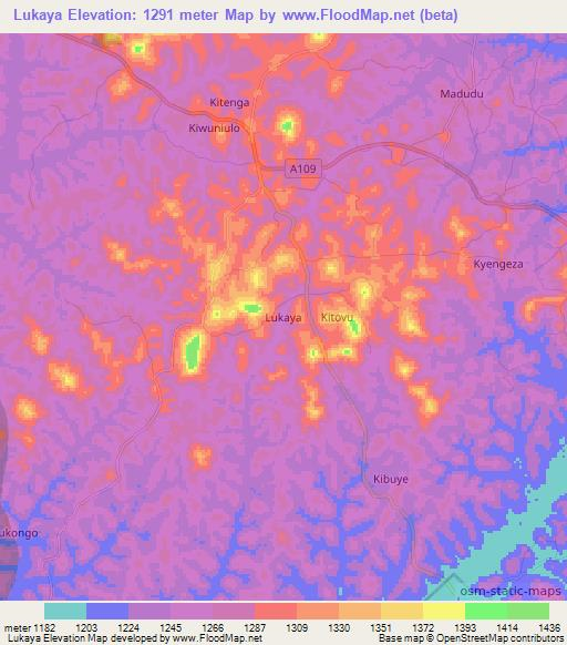 Lukaya,Uganda Elevation Map