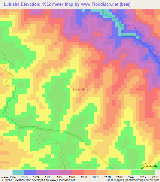 Luhizha,Uganda Elevation Map