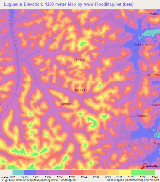 Lugusulu,Uganda Elevation Map