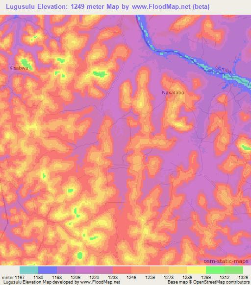 Lugusulu,Uganda Elevation Map