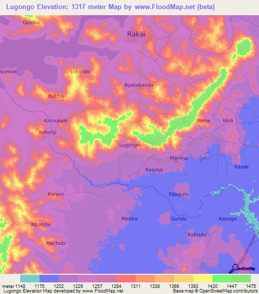 Lugongo,Uganda Elevation Map
