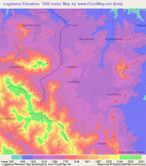 Lugalama,Uganda Elevation Map