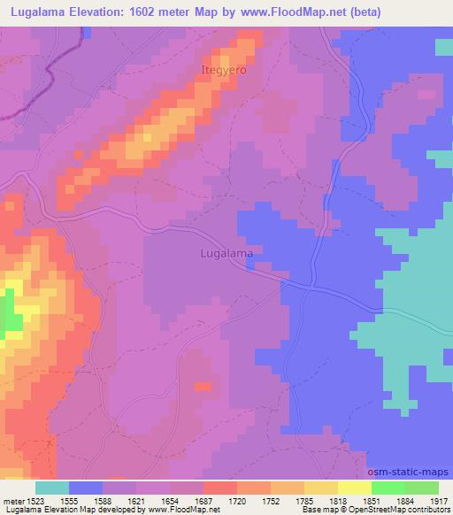 Lugalama,Uganda Elevation Map