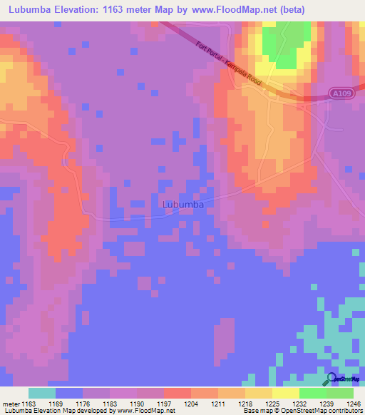 Lubumba,Uganda Elevation Map