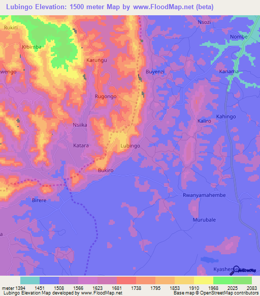 Lubingo,Uganda Elevation Map