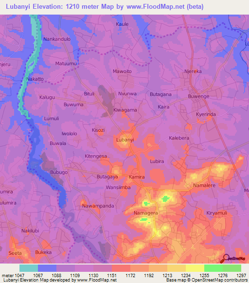 Lubanyi,Uganda Elevation Map