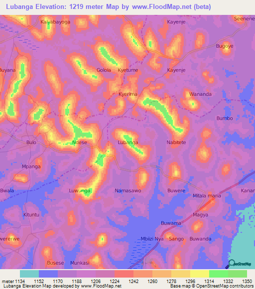 Lubanga,Uganda Elevation Map