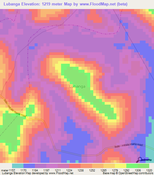 Lubanga,Uganda Elevation Map