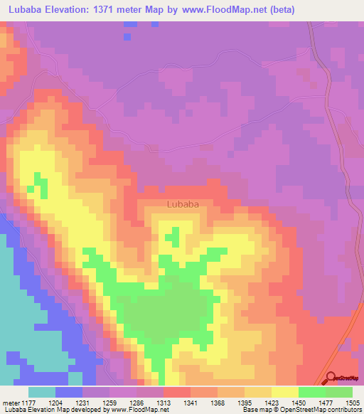 Lubaba,Uganda Elevation Map