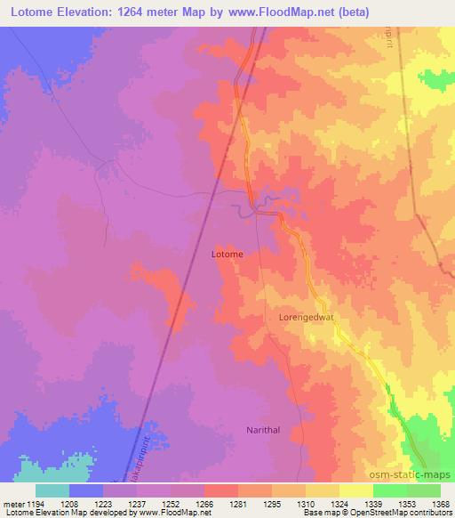 Lotome,Uganda Elevation Map