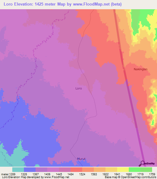 Loro,Uganda Elevation Map