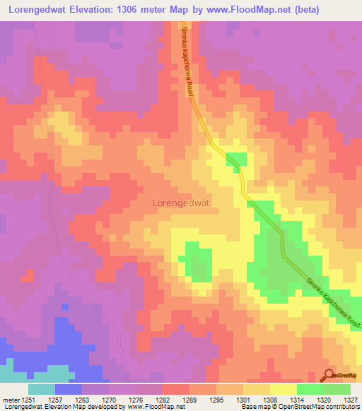 Lorengedwat,Uganda Elevation Map