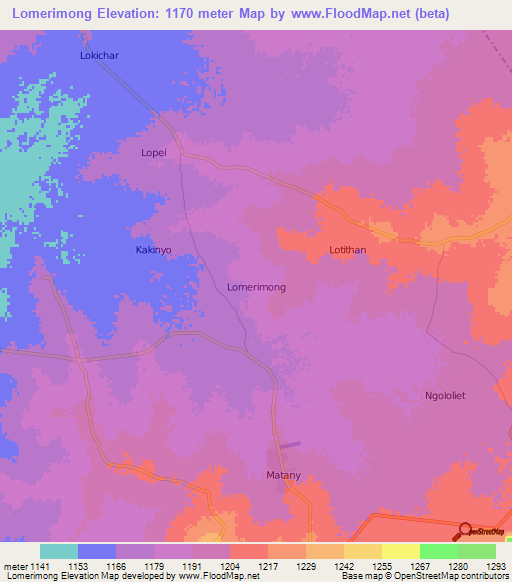 Lomerimong,Uganda Elevation Map
