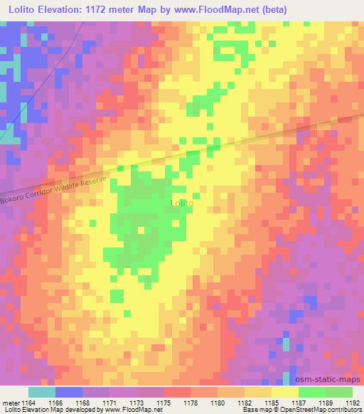 Lolito,Uganda Elevation Map