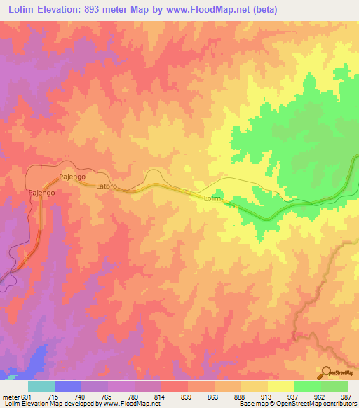 Lolim,Uganda Elevation Map