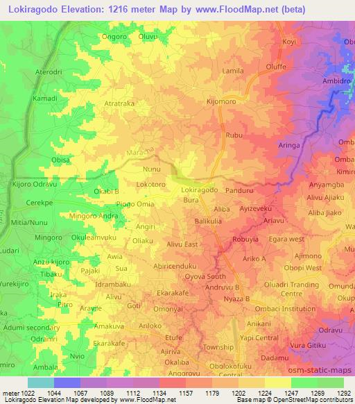 Lokiragodo,Uganda Elevation Map