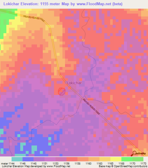 Lokichar,Uganda Elevation Map