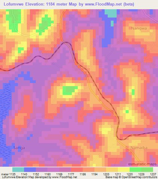 Lofumvwe,Uganda Elevation Map