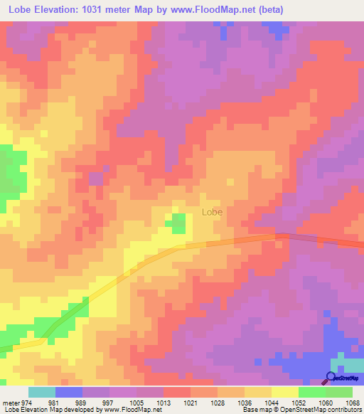 Lobe,Uganda Elevation Map