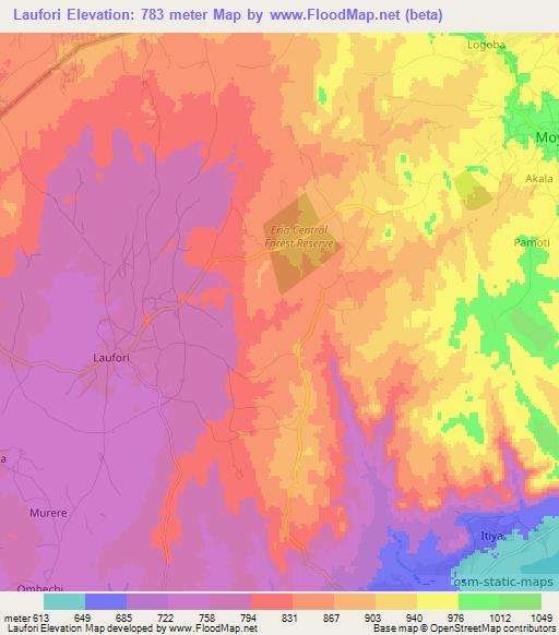 Laufori,Uganda Elevation Map