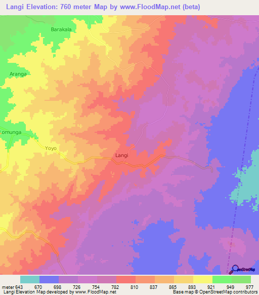 Langi,Uganda Elevation Map