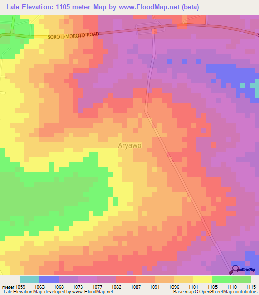 Lale,Uganda Elevation Map