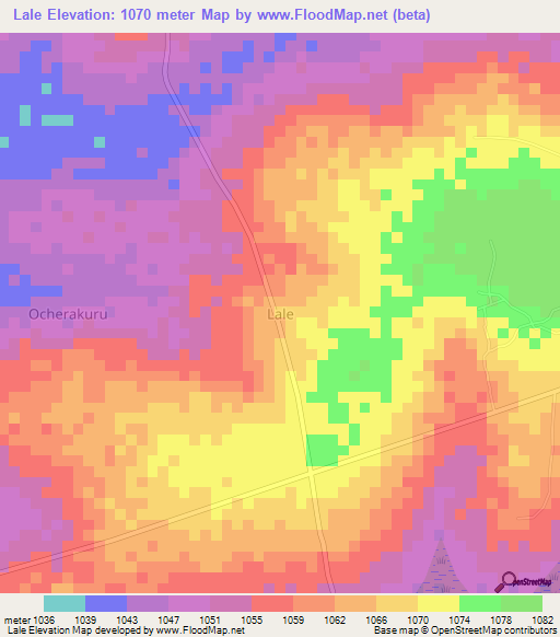 Lale,Uganda Elevation Map