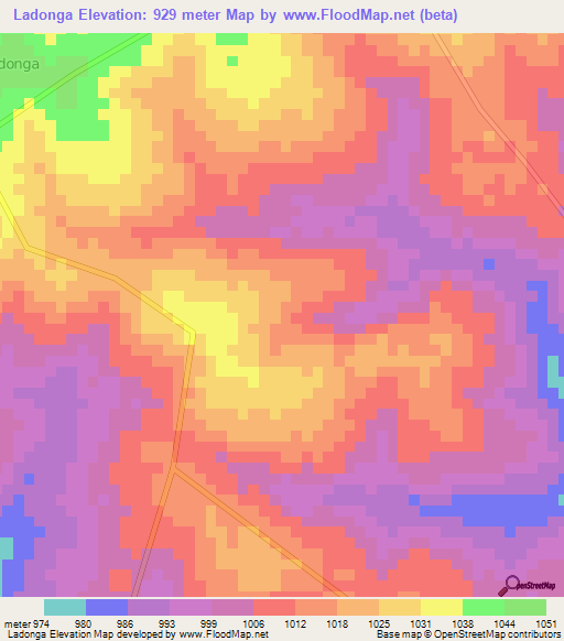 Ladonga,Uganda Elevation Map